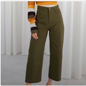 & Other Stories Army Green Utility Wide-Leg Pants Size 4